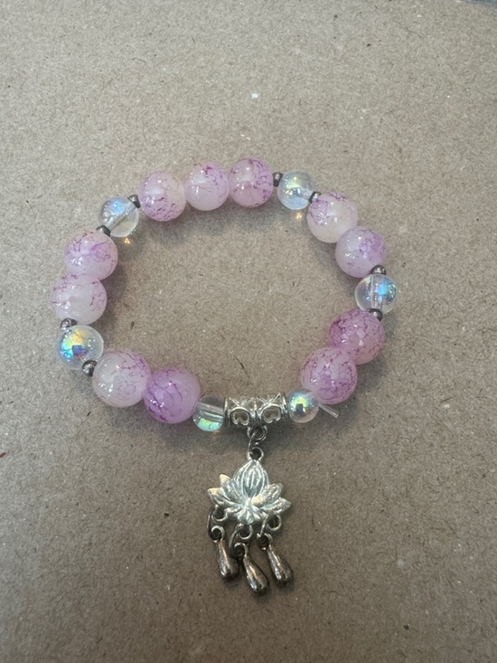 Jewelry - Lotus Charm Pink Beaded Bracelet